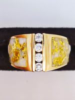 14K Gold Quartz Diamond Accent Band Ring