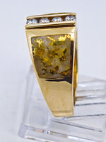 14K Gold Quartz Diamond Accent Band Ring