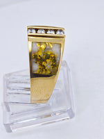 14K Gold Quartz Diamond Accent Band Ring