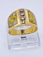 14K Gold Quartz Diamond Accent Band Ring