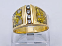 14K Gold Quartz Diamond Accent Band Ring