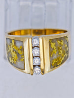 14K Gold Quartz Diamond Accent Band Ring