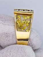 14K Gold Quartz Diamond Accent Band Ring