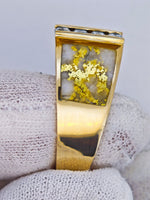 14K Gold Quartz Diamond Accent Band Ring