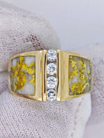 14K Gold Quartz Diamond Accent Band Ring
