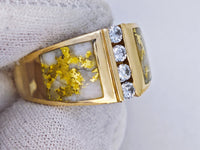 14K Gold Quartz Diamond Accent Band Ring