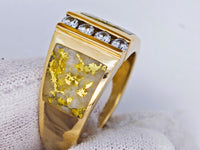 14K Gold Quartz Diamond Accent Band Ring