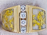 14K Gold Quartz Diamond Accent Band Ring