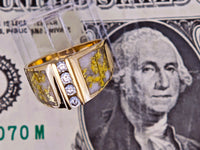 14K Gold Quartz Diamond Accent Band Ring