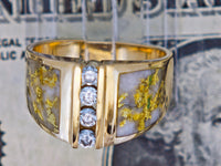 14K Gold Quartz Diamond Accent Band Ring