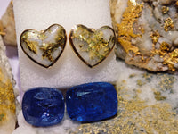 16K Heart Gold Quartz Earrings 16:1 Mine