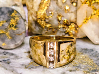 14K Gold Quartz Diamond Accent Band Ring