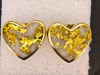 16K Heart Gold Quartz Earrings 16:1 Mine