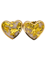 16K Heart Gold Quartz Earrings 16:1 Mine