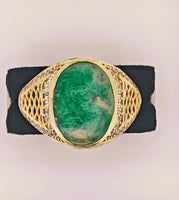 14K Gold Emerald in Quartz & Diamond Ring