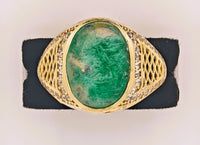 14K Gold Emerald in Quartz & Diamond Ring