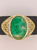 14K Gold Emerald in Quartz & Diamond Ring