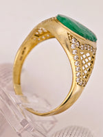 14K Gold Emerald in Quartz & Diamond Ring