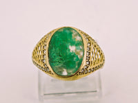 14K Gold Emerald in Quartz & Diamond Ring