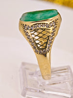 14K Gold Emerald in Quartz & Diamond Ring