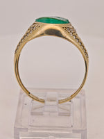 14K Gold Emerald in Quartz & Diamond Ring