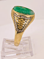 14K Gold Emerald in Quartz & Diamond Ring