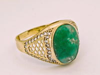14K Gold Emerald in Quartz & Diamond Ring