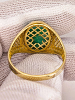 14K Gold Emerald in Quartz & Diamond Ring