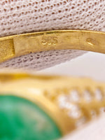 14K Gold Emerald in Quartz & Diamond Ring