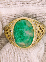 14K Gold Emerald in Quartz & Diamond Ring
