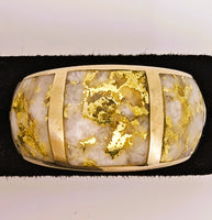 14K Yellow Gold 3-Panel Gold Quartz Signet Ring