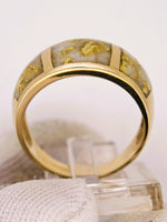14K Yellow Gold 3-Panel Gold Quartz Signet Ring