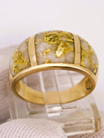 14K Yellow Gold 3-Panel Gold Quartz Signet Ring