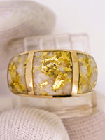 14K Yellow Gold 3-Panel Gold Quartz Signet Ring