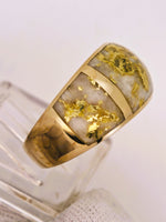14K Yellow Gold 3-Panel Gold Quartz Signet Ring