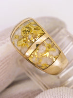 14K Yellow Gold 3-Panel Gold Quartz Signet Ring