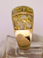 14K Yellow Gold 3-Panel Gold Quartz Signet Ring