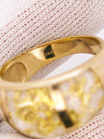 14K Yellow Gold 3-Panel Gold Quartz Signet Ring