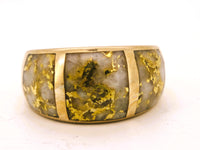 14K Yellow Gold 3-Panel Gold Quartz Signet Ring