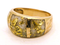 14K Yellow Gold 3-Panel Gold Quartz Signet Ring
