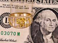 14K Yellow Gold 3-Panel Gold Quartz Signet Ring