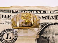 14K Yellow Gold 3-Panel Gold Quartz Signet Ring
