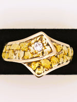 22k Alaskan Gold Nugget & Diamond Ring