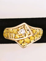 22k Alaskan Gold Nugget & Diamond Ring