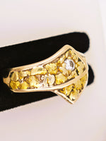 22k Alaskan Gold Nugget & Diamond Ring