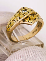22k Alaskan Gold Nugget & Diamond Ring