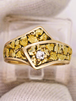22k Alaskan Gold Nugget & Diamond Ring
