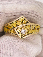 22k Alaskan Gold Nugget & Diamond Ring
