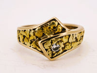 22k Alaskan Gold Nugget & Diamond Ring