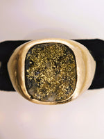 14K Gold Quartz Signet Ring